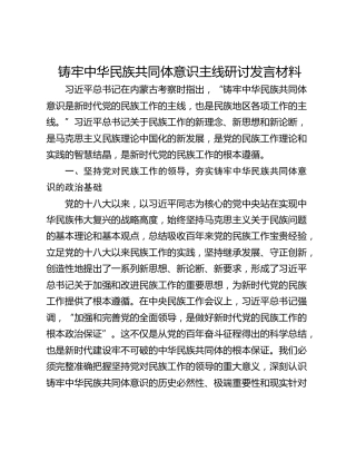 铸牢中华民族共同体意识主线研讨发言材料