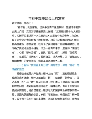 年轻干部座谈会上的发言