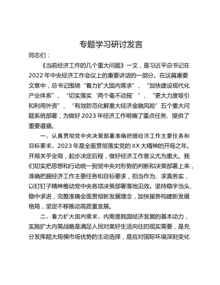 专题学习研讨发言