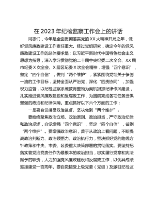 在2023年纪检监察工作会上的讲话