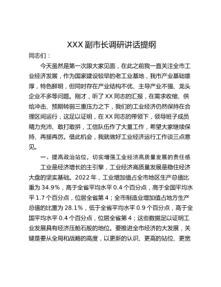 XXX副市长调研讲话提纲