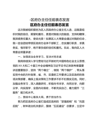 -区府办主任任前表态发言