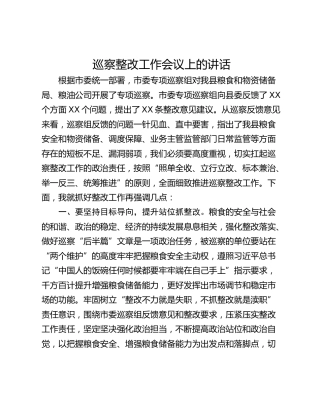 巡察整改工作会议上的讲话