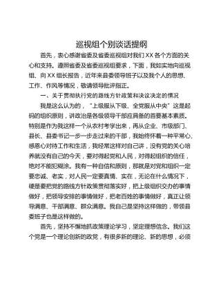 巡视组个别谈话提纲