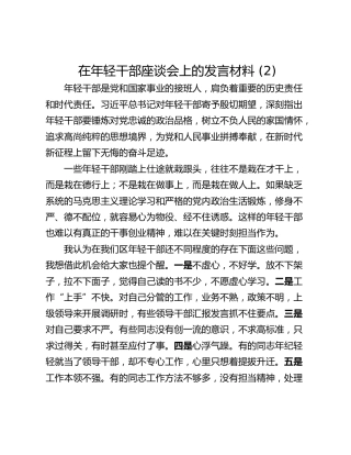 在年轻干部座谈会上的发言材料 (2)