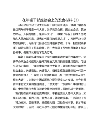 在年轻干部座谈会上的发言材料 (3)