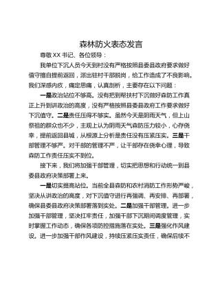 森林防火表态发言