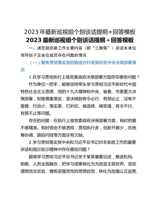 2023年最新巡视组个别谈话提纲回答模板