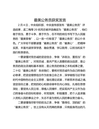 最美公务员获奖发言