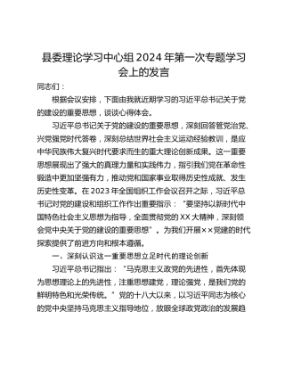 县委理论学习中心组2024年第一次专题学习会上的发言