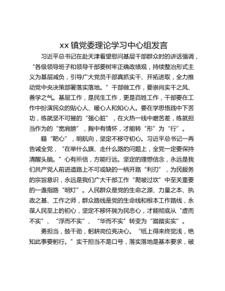 xx镇党委理论学习中心组发言