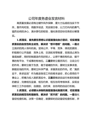 公司年度务虚会发言材料