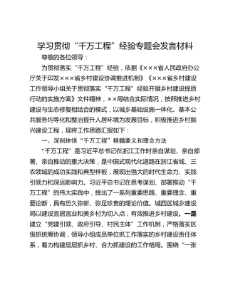 学习贯彻“千万工程”经验专题会发言材料