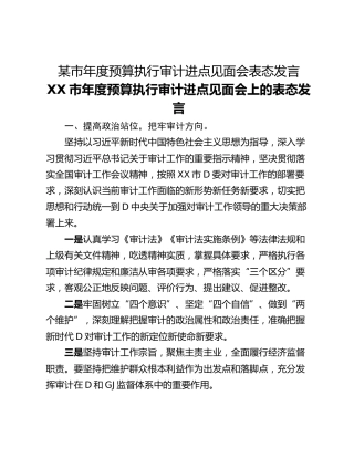 某市年度预算执行审计进点见面会表态发言
