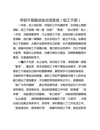 年轻干部座谈会交流发言（组工干部）