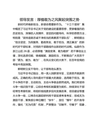 领导发言：厚植敢为之风聚起突围之势