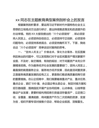 xx同志在主题教育典型案例剖析会上的发言