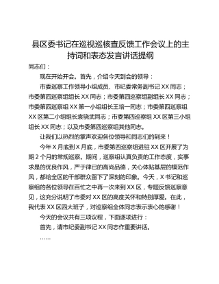 县区委书记在巡视巡核查反馈工作会议上的主持词和表态发言讲话提纲_1