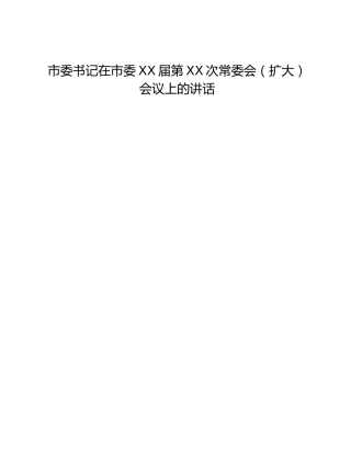 市委书记在市委XX届第XX次常委会（扩大）会议上的讲话