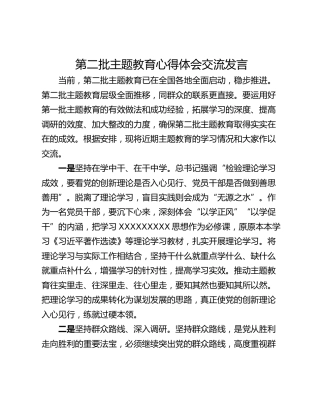 第二批主题教育心得体会交流发言