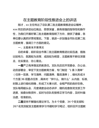 在主题教育阶段性推进会上的讲话