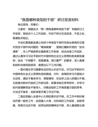 “我是哪种类型的干部”研讨发言材料