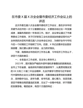 在市委X届X次全会暨市委经济工作会议上的讲话