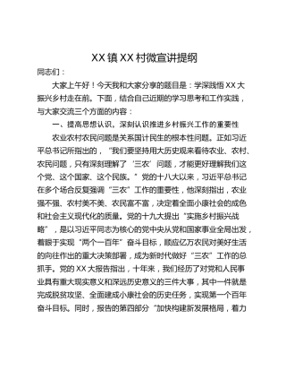 XX镇XX村微宣讲提纲