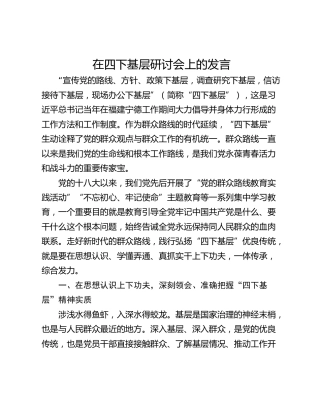 在四下基层研讨会上的发言