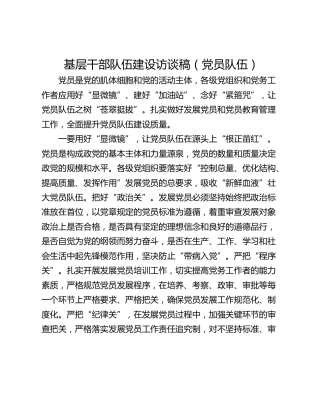 基层干部队伍建设访谈稿（党员队伍）
