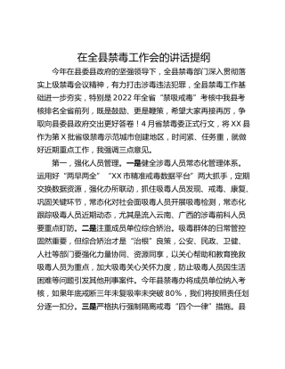 在全县禁毒工作会的讲话提纲