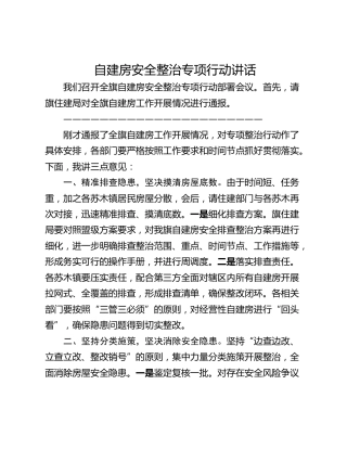 自建房安全整治专项行动讲话