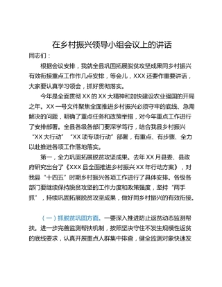 在乡村振兴领导小组会议上的讲话