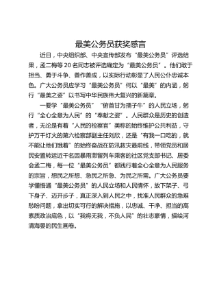 最美公务员获奖感言