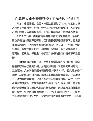 在县委X全会暨县委经济工作会议上的讲话_1