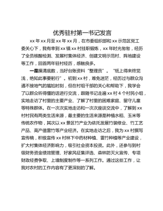 优秀驻村第一书记发言_1
