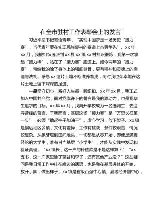 在全市驻村工作表彰会上的发言_2