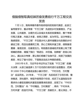 借脑借智取真经踔厉奋发勇前行千万工程交流发言