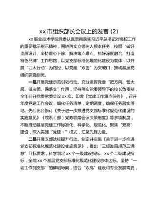 xx市组织部长会议上的发言 (2)