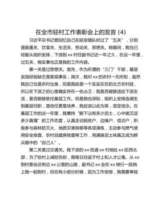 在全市驻村工作表彰会上的发言 (4)