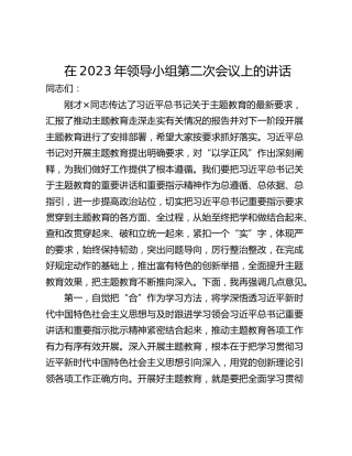 在2023年领导小组第二次会议上的讲话