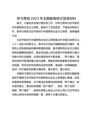 学习贯彻2023年主题教育研讨发言材料