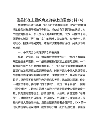 副县长在主题教育交流会上的发言材料 (4)