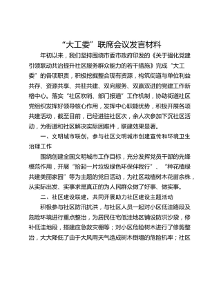 “大工委”联席会议发言材料