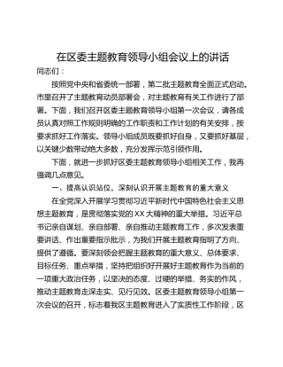 在区委主题教育领导小组会议上的讲话