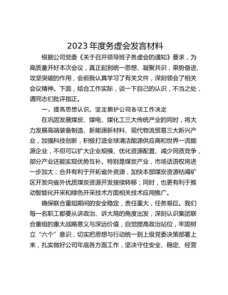 2023年度务虚会发言材料