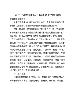 在市“湾村明白人”座谈会上的发言稿