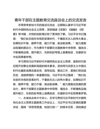 青年干部在主题教育交流座谈会上的交流发言