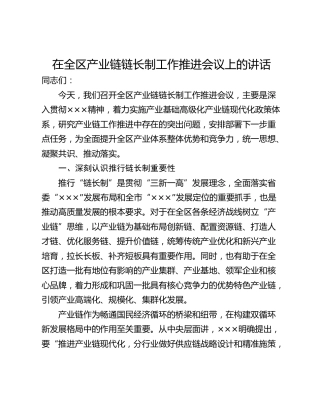 在全区产业链链长制工作推进会议上的讲话