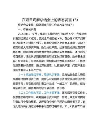 在项目观摩总结会上的表态发言 (3)